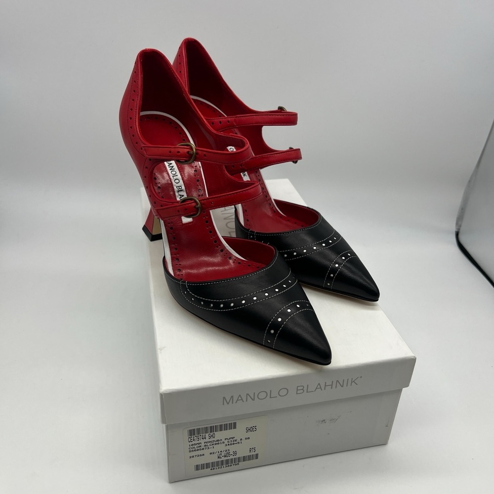 Manolo Blahnik Monzubo Bicolored Mary Jane Pumps - Picture 12 of 14
